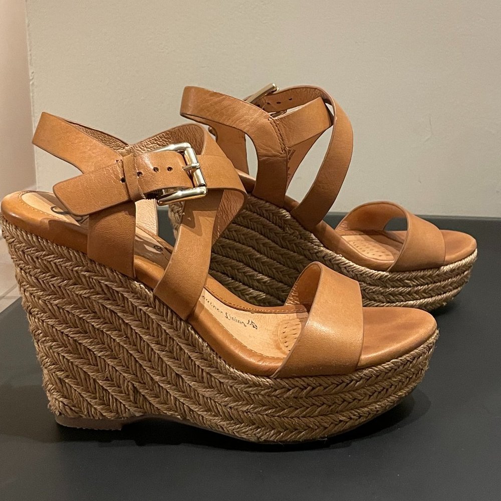 Sofft Brand Platform Wedge Espadrille Criss Cross Sandal - size 6.5
